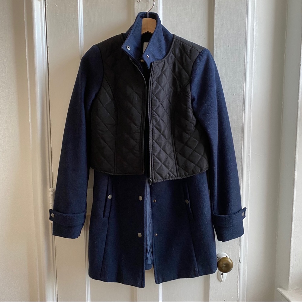 Vero Moda navy pea coat with built in puffer vest